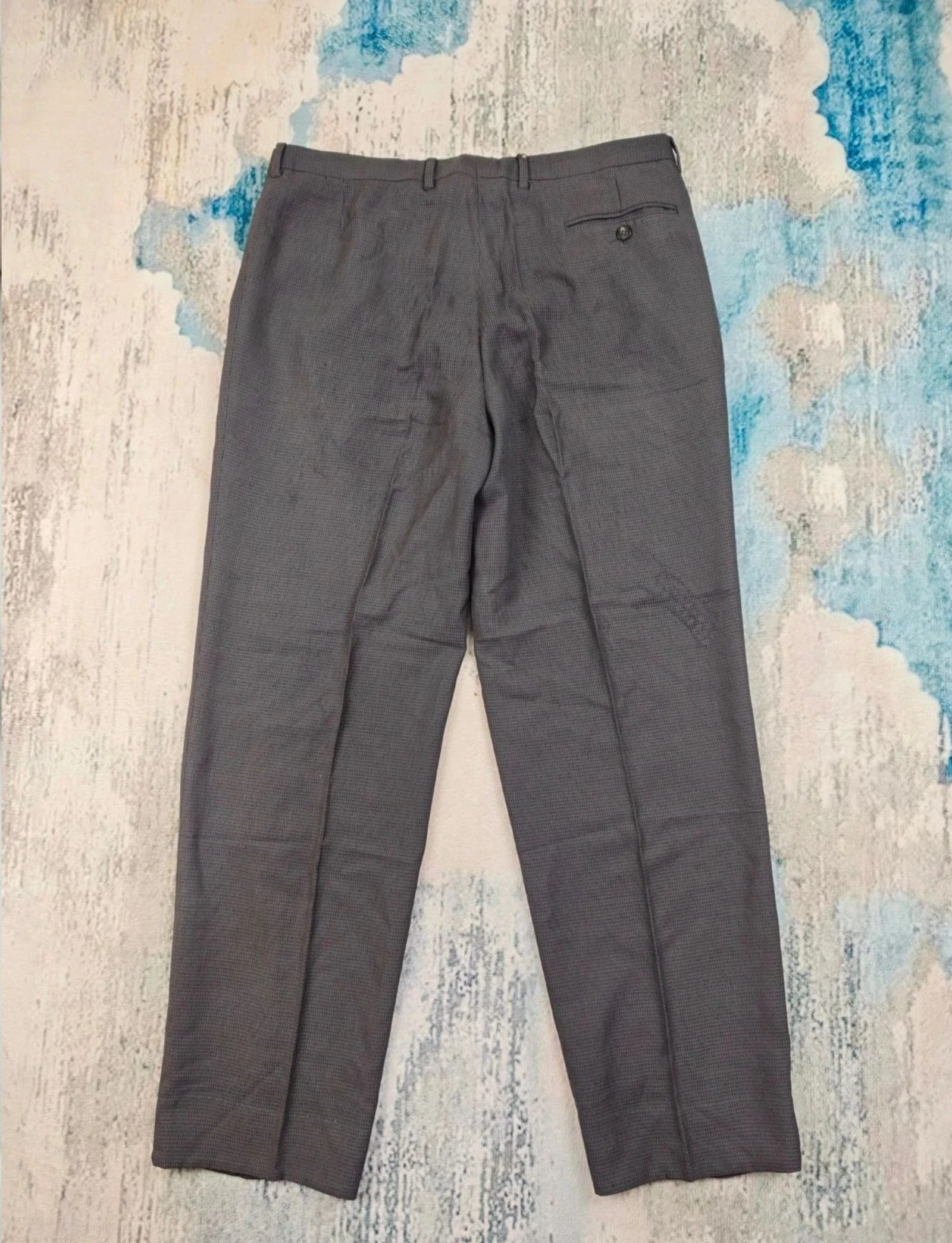 Emidio Tucci Pantalons rayés en laine plêssée à carreaux pour homme gris vintage Old Money Taille 48 – photo 12